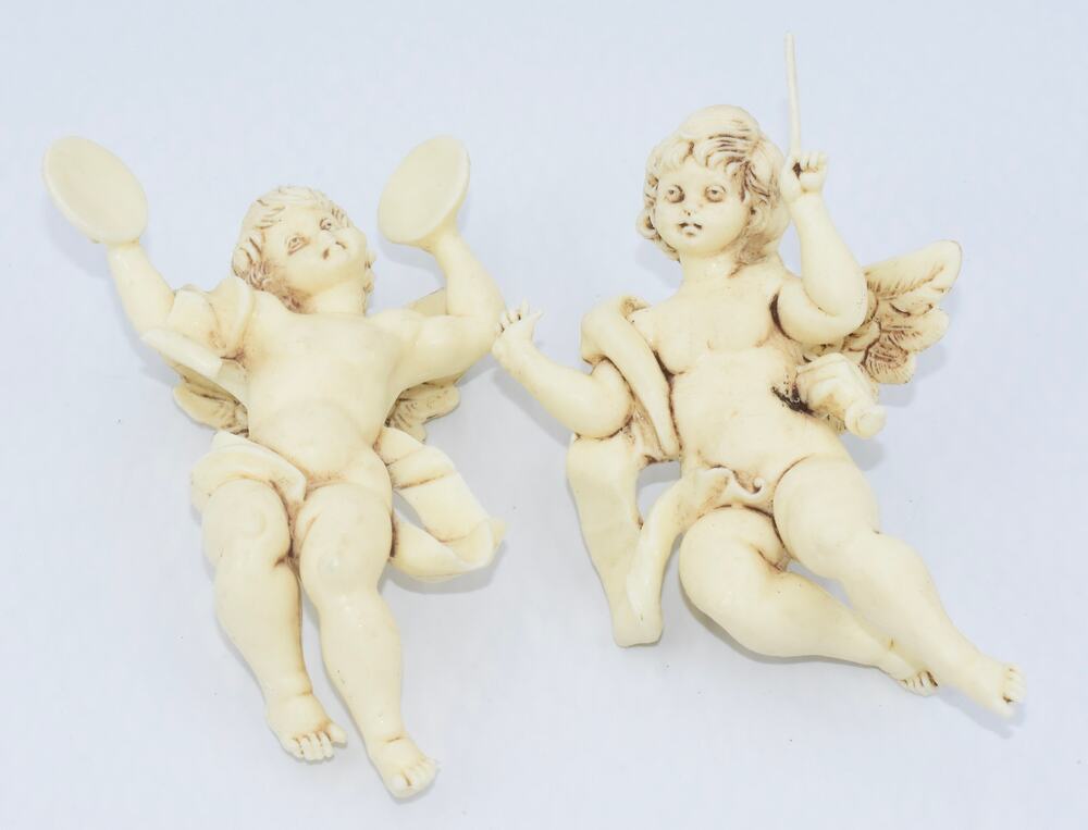 Vintage Fontanini Italy Angel Cherub Hanging Christmas Ornaments Set #2